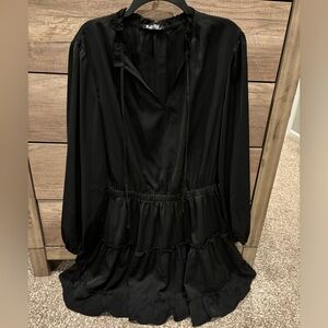 Black Ruffle Trim Dress